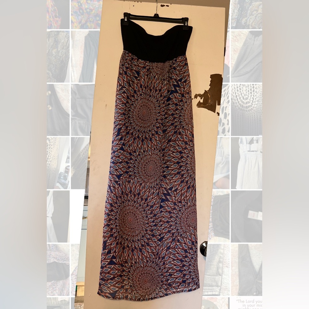 Geometric Patterned Blue and Red Skirt